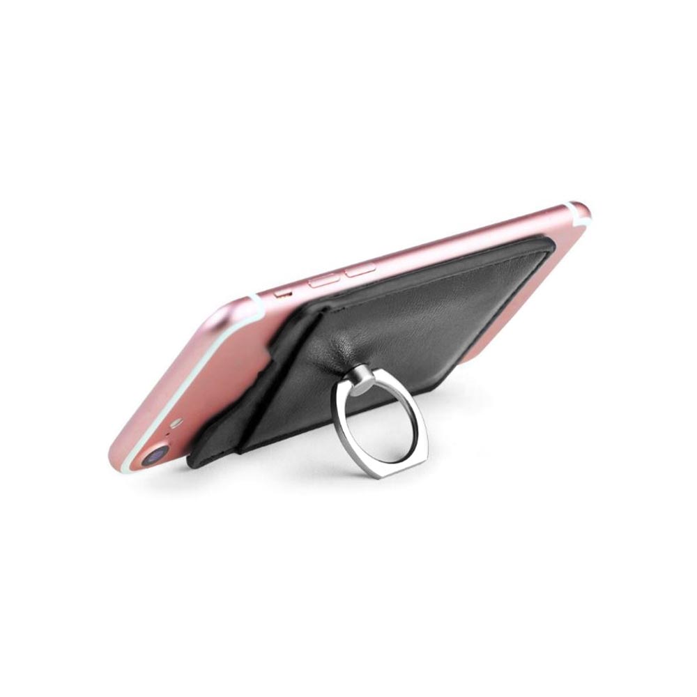 Metal Phone Ring Holder with RFID PU Card Holders